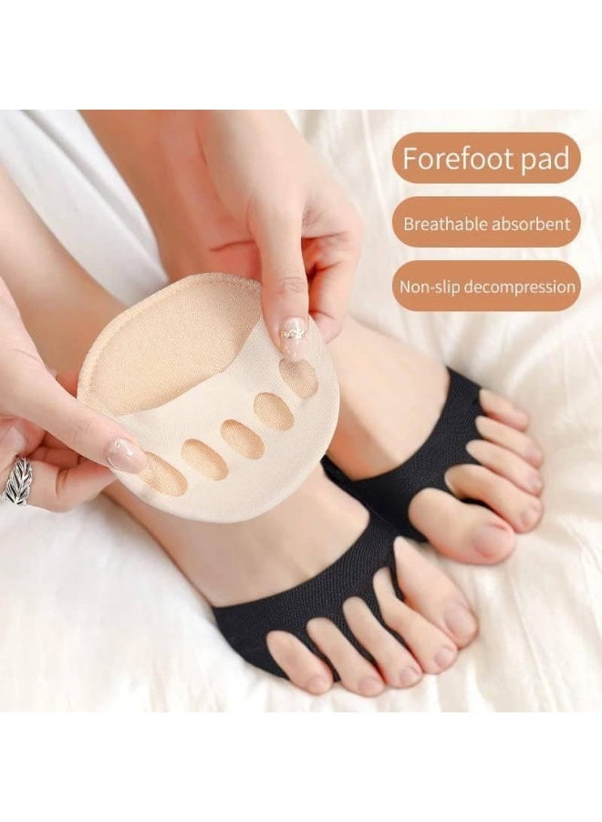 Comfortable Forefoot Cushions for Women High Heels – Strezo Non-Slip Reusable Toe Socks, Honeycomb Fabric Metatarsal Pads, Invisible Foot Pads for Shoes, 4 Pieces - Image 2